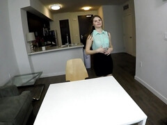 Petite chick undresses for tricky guy during job interview