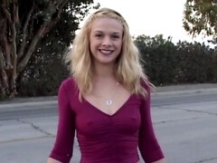 Blonde, Sucer une bite, Tir de sperme, Hd, De plein air, Pov, Public, Adolescente