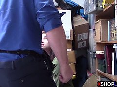 Shoplifting teen suspected and fucked by a security guy