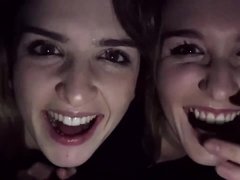 two girlfriends give a public double blowjob in POV movie - 720p amateurs