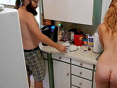 Darling Pet Washes Dishes nude and pleads for relaxation