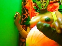 Indian Mom In Golden Mask Strokes Black Dick