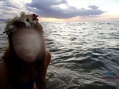 Jamie looks beautiful on the beach and underwater