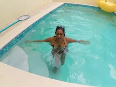 Maxine X - Frolicking In The Pool In My String Bikini Topless! in HD - Big tits