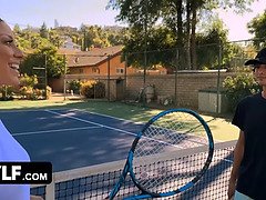 Cassie Del Isla gets a rough pussy licking from her stepson in a tennis game - GotMylf