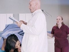 Big tits, Blowjob, Brunette, Doctor, Licking, Nurse, Pussy, Rough