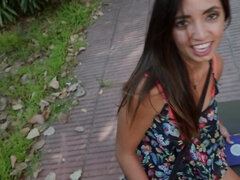 Sweet Latina girl is having outdoor sex in front of the camera