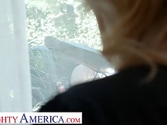 Naughty America - Busty Blonde Kayla Paige fucks mechanic with husband's permission