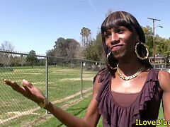 black trans babe stroking her bigdick