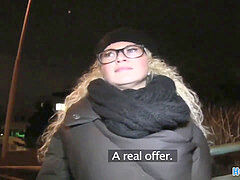 HornyAgent uber-sexy dame in glasses in romped on public stair c