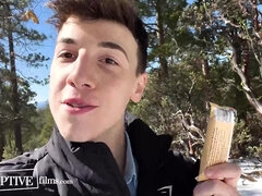 Bound Twink Becomes Wild Man On Hiking Training Camp