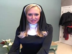Sexy nun Brandi Love plays with sex toys