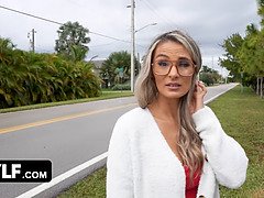 Mylf gets stranded by the side of the road & can't do anything about it - POV cheating sex with a busty milf