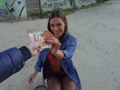 Ass, Blowjob, Brunette, Doggystyle, Handjob, Outdoor, Stripping, Teen