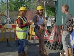 A female construction worker Ivy Lebelle sucking and fucking a massive D