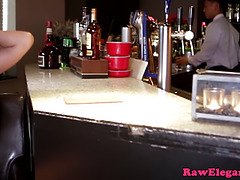 Watch this classy eurobabe take a hard barman pounding while standing up