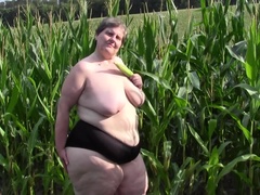 German big mature lady playing outside