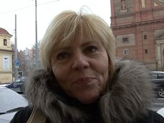 Old Czech mature lady convinced to fuck for POV video