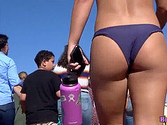 Plage, Gros cul, Bikini, Voyeur