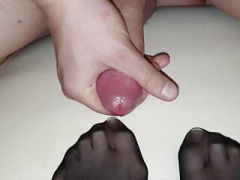 Bukkake, Cumshot, Foot fetish, Handjob, Nylon, Pantyhose, Socks, Wife