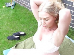 Blonde, British, Housewife, Milf, Natural tits, Orgasm, Outdoor