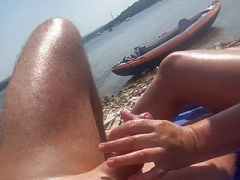 Beach, European, Handjob, Nudist, Outdoor