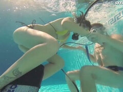 Beach, Brunette, European, Hungarian, Pool, Teen, Threesome, Underwater