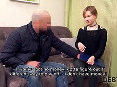 Russian teen with big tits gets roughed up by debt collector in homemade sex tape