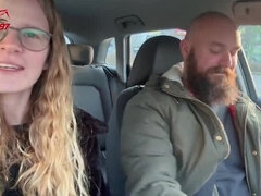 Valentine's Day Date: German Teen Blonde Swallows Cum in Car Blowjob